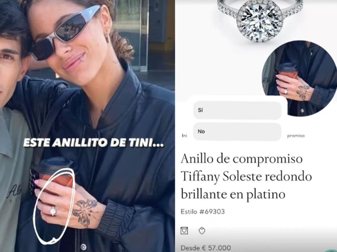 El anillo que lució Tini. Foto: captura Instagram/maitepenio.