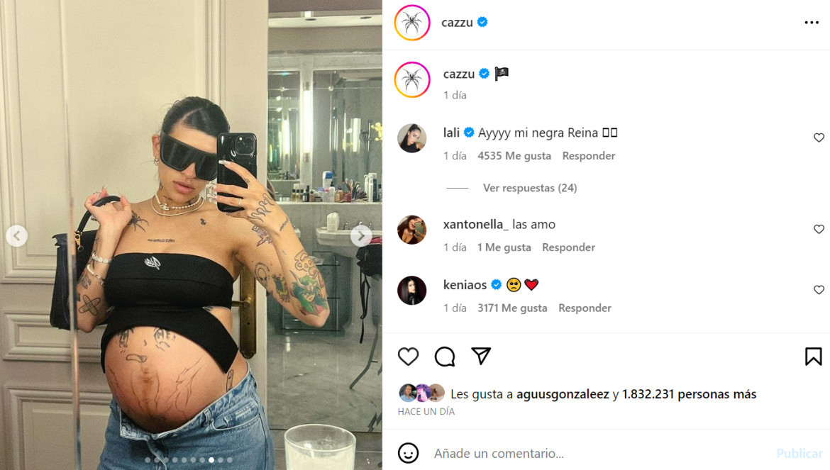 Cazzu mostró su pancita de embarazada. Foto: Instagram/cazzu