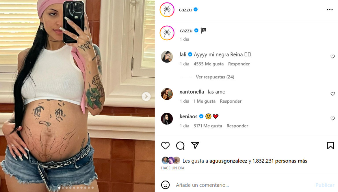 Cazzu mostró su pancita de embarazada. Foto: Instagram/cazzu