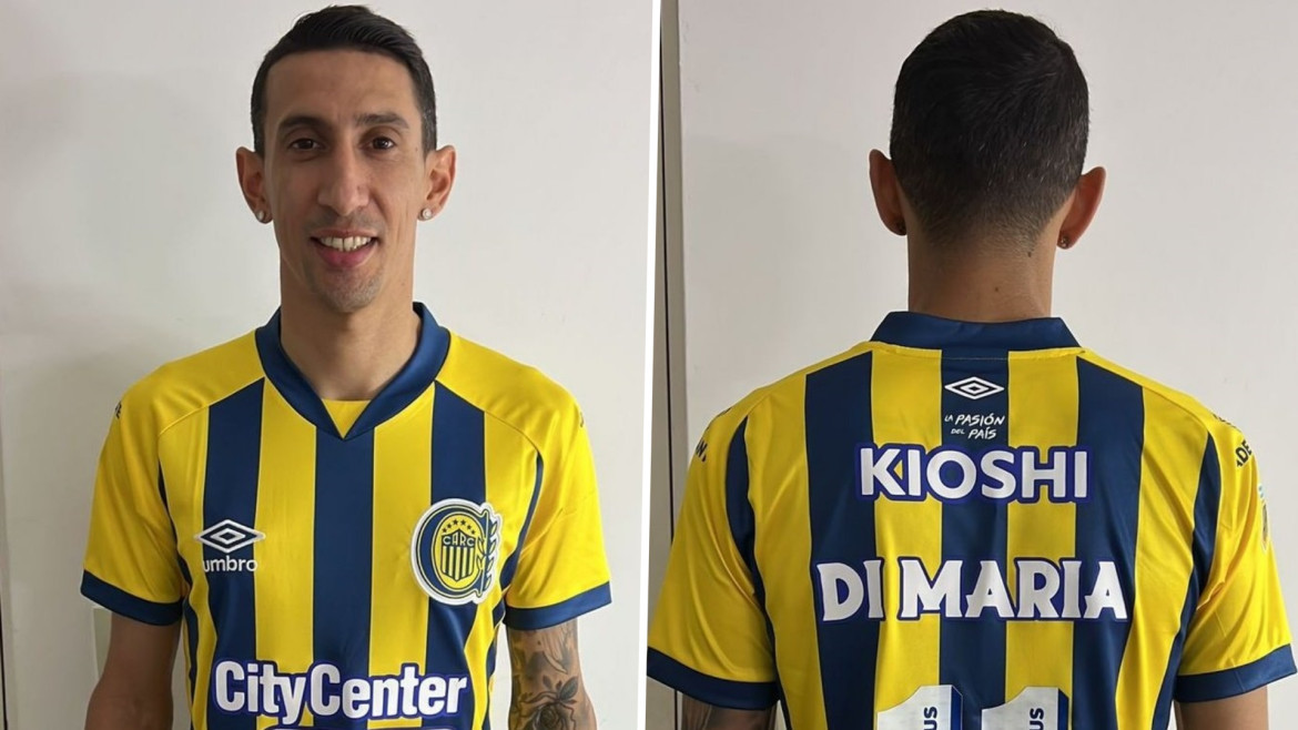 Ángel Di María con la camiseta de Rosario Central.