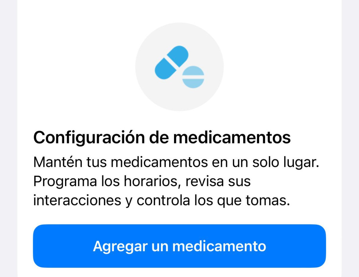 Configuración de medicamentos. Foto: captura