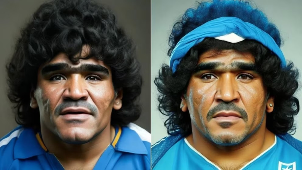 Así se vería Diego Maradona con distintas nacionalidades, según la Inteligencia Artificial.