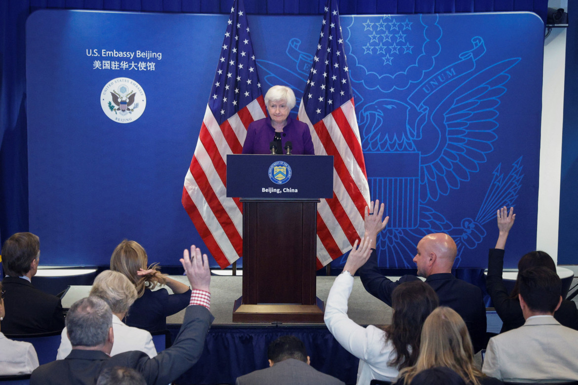 Yanet Yellen en conferencia de prensa tras su visita a China. Foto: Reuters.