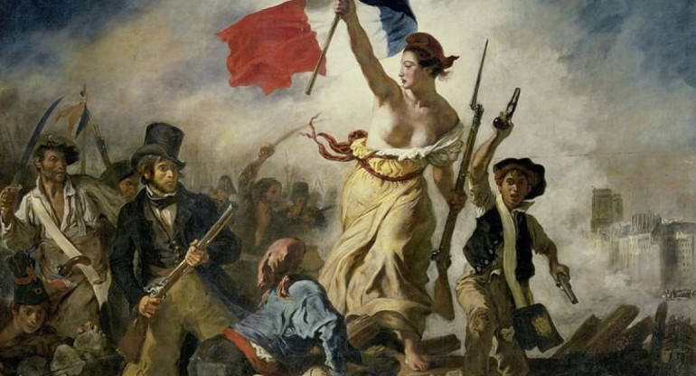 La Libertad guiando al pueblo. Cuadro pintado por Eugène Delacroix en 1830 y expuesto en el Museo del Louvre.  Foto: PD.