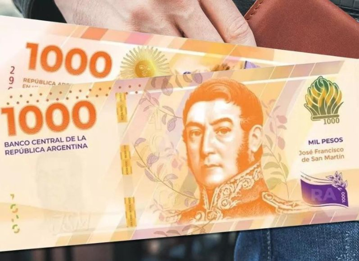 El nuevo billete de $1000 con el rostro de José de San Martín. Foto: Banco Central de la República Argentina.