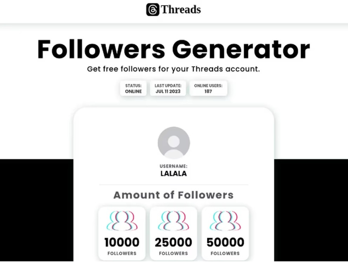 Una de las estafas más comunes en Threads es la venta de seguidores. Foto: Kaspersky,