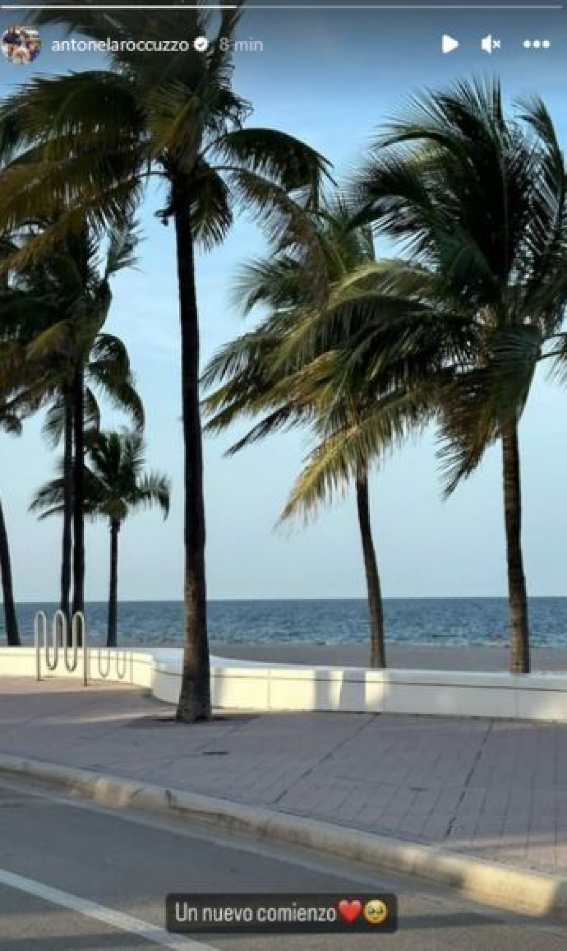 La historia que compartió Antonela Roccuzzo tras su arribo a Miami. Foto: Instagram @antonelaroccuzzo.
