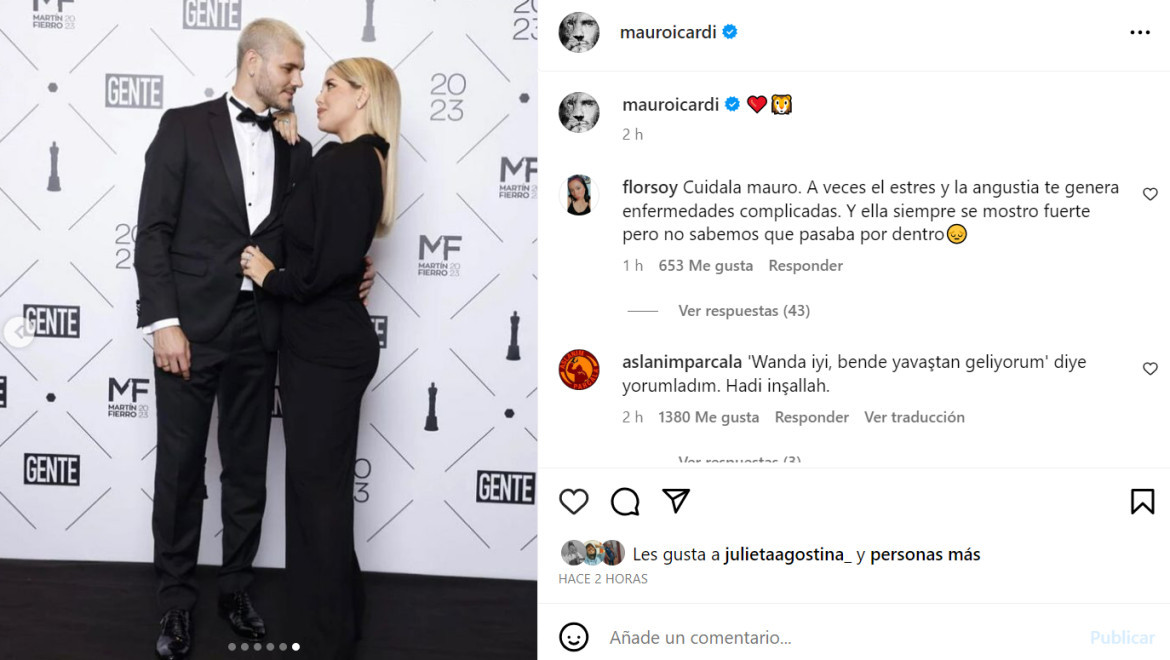 El posteo de Icardi en medio del sobre la salud de Wanda Nara. Foto: Instagram.