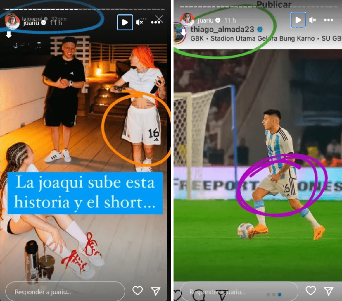 El detalle que alimenta la sospecha de un romance entre La Joaqui y Thiago Almada. Foto: captura de pantalla.
