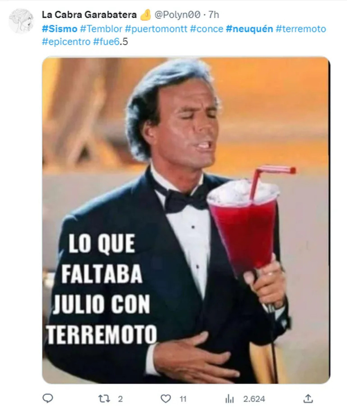 Memes del sismo en Neuquén. Fuente: Twitter.