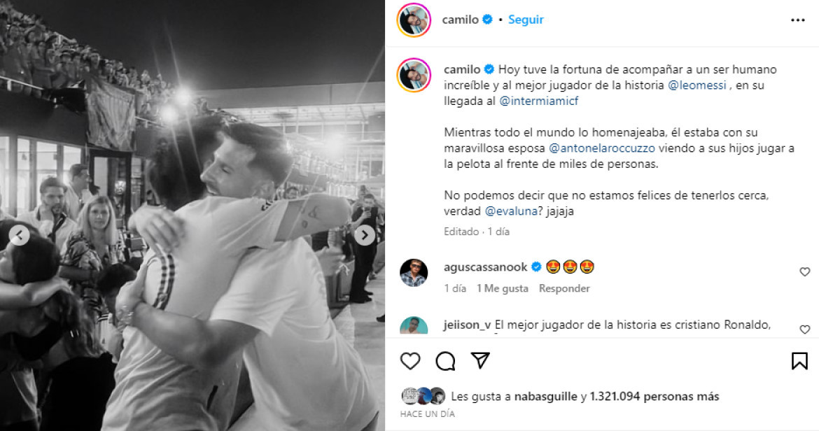 Las postales de Camilo  junto a Messi. Foto: @camilo