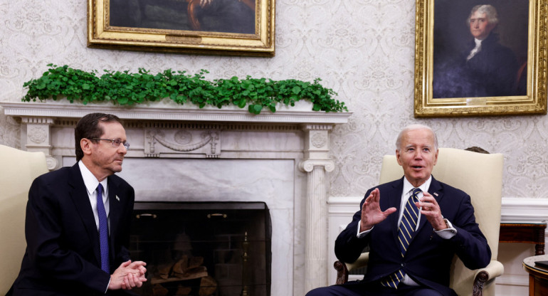 Joe Biden y su par de Israel, Isaac Herzog.Foto: Reuters