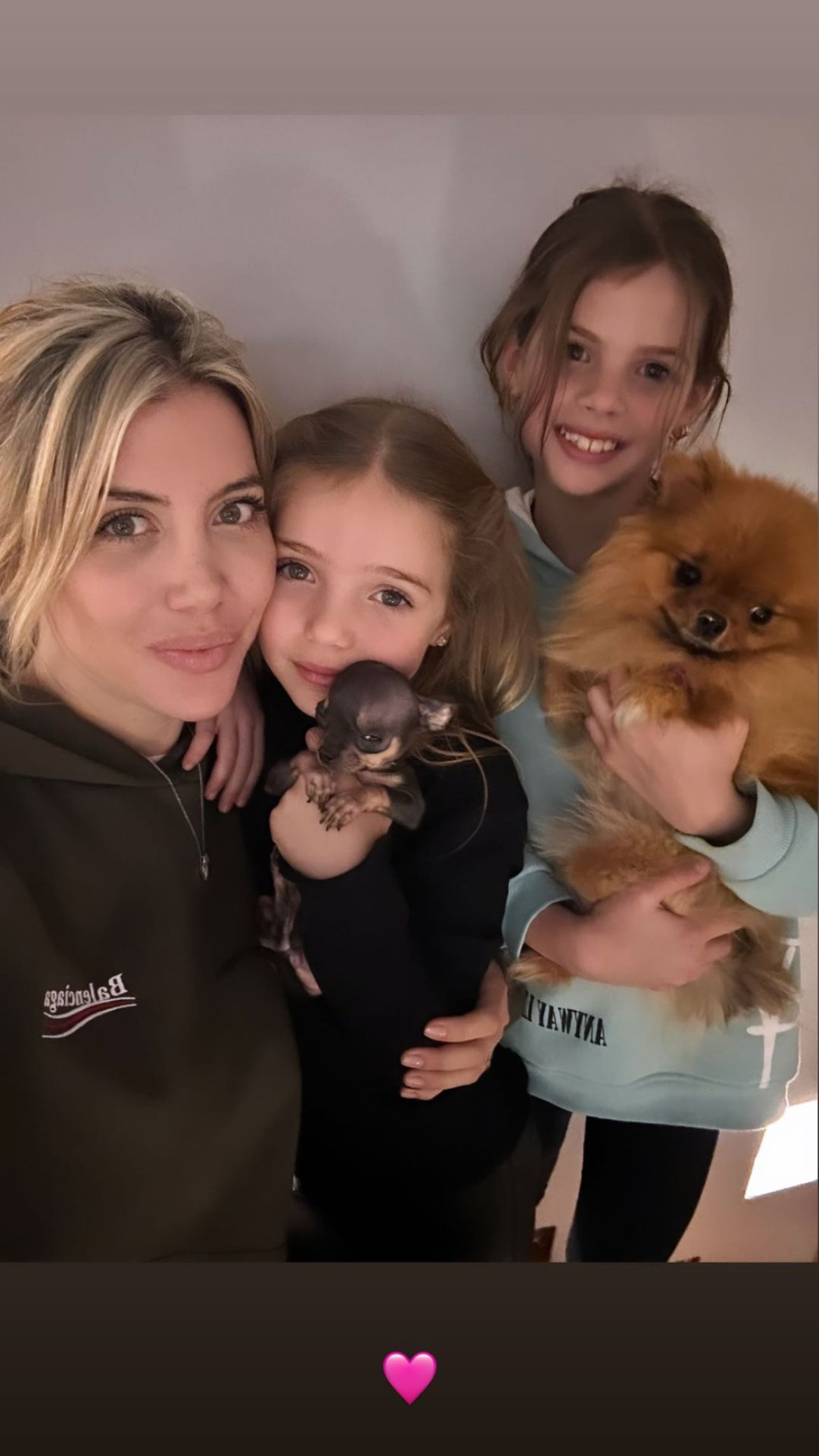 Wanda Nara se mostró acompañada de sus hijas y sus mascotas. Foto: Instagram @wanda_nara.