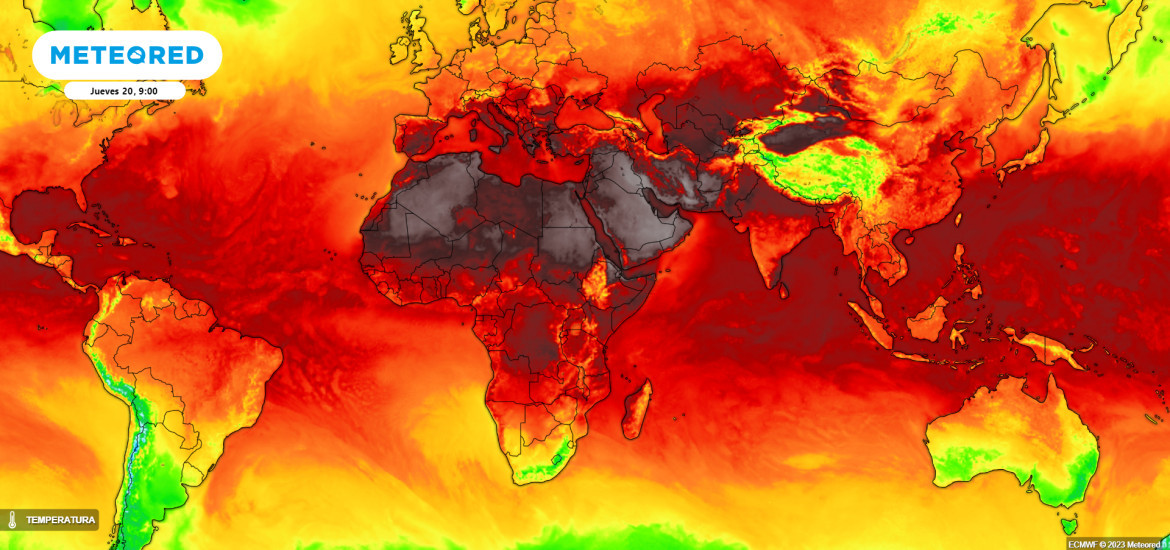 El mapa de la ola de calor en el hemisferio norte. Foto: Meteored.