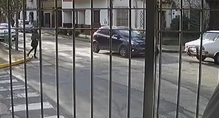 Un hombre atacó a hachazos a otro auto después de un choque en San Fernando. Foto: captura de video.