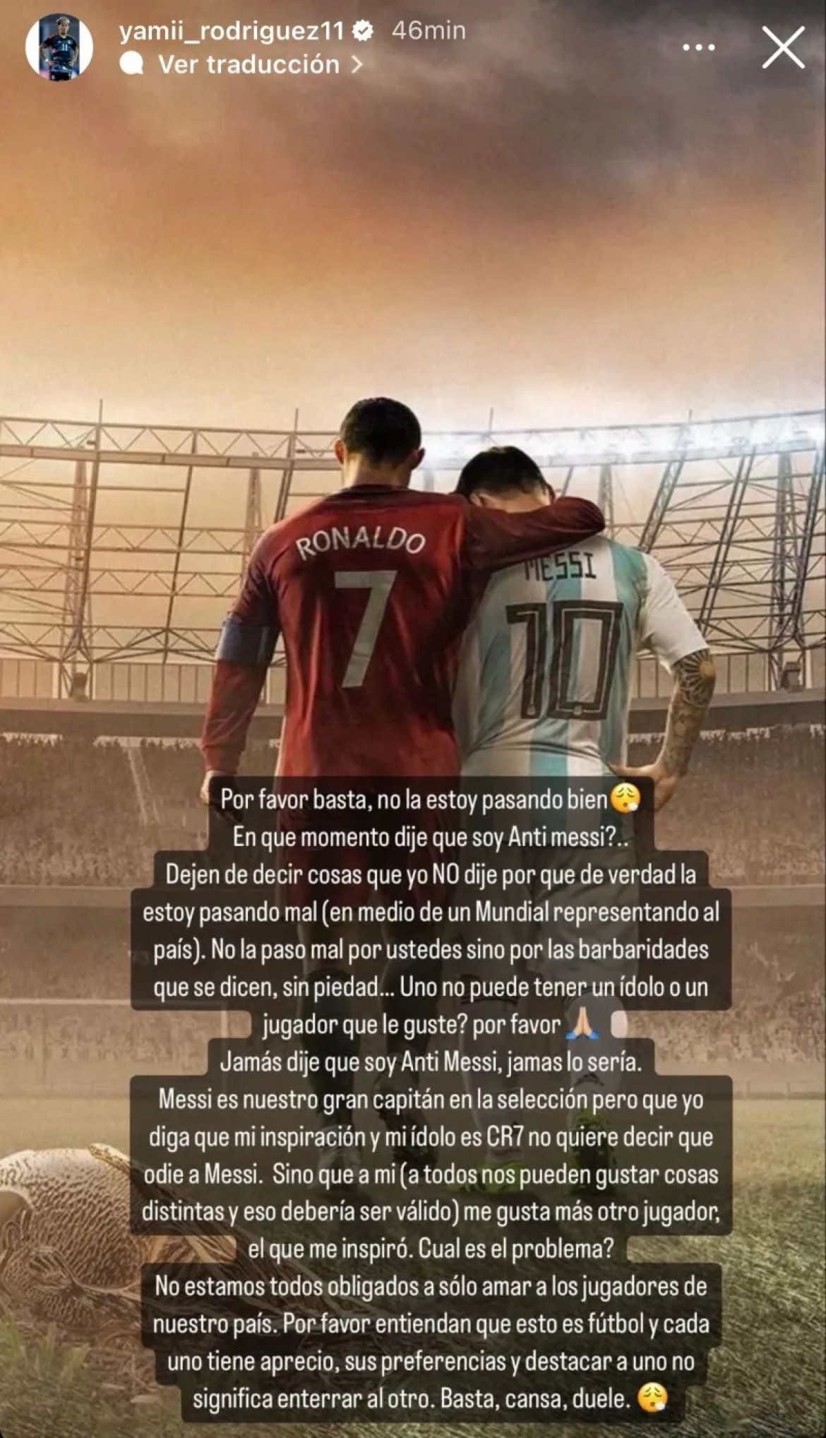 El mensaje de Yamila Rodríguez de la Selección Argentina. Foto: Instagram.