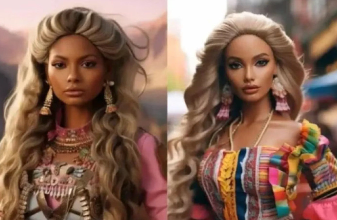 Barbie de Bolivia y de Colombia, según la inteligencia artificial. Captura Twitter: @ Midjourney