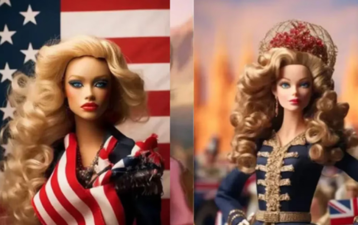 Barbie de Estados Unidos y de Reino Unido, según la inteligencia artificial. Captura Twitter: @ Midjourney