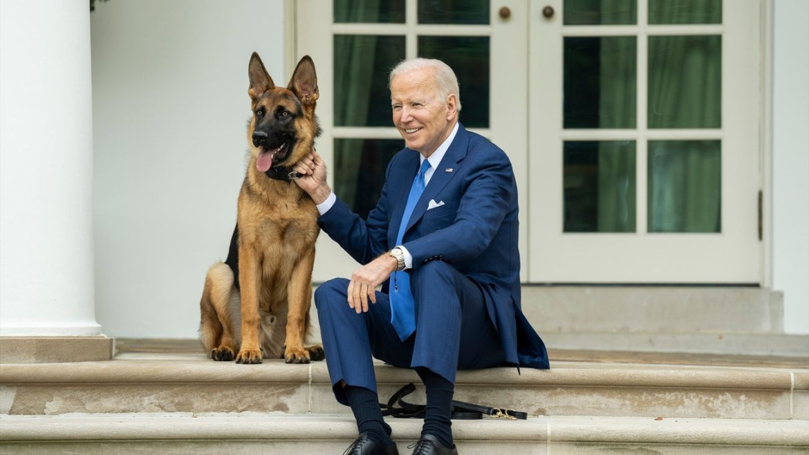 Joe Biden con su perro Commander.