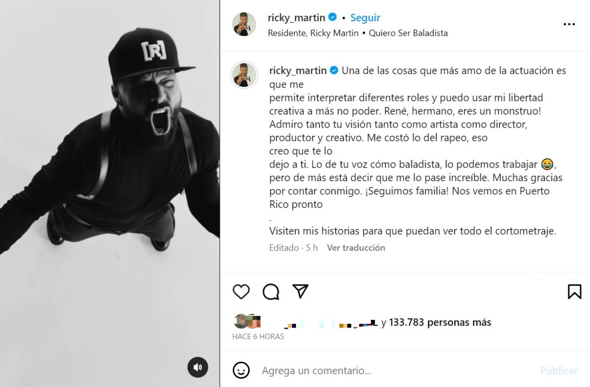 Ricky Martin habló de su tema con Residente. Foto: captura de pantalla.