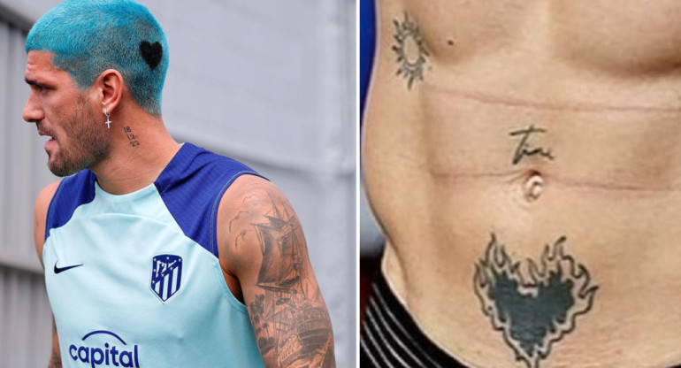 Rodrigo De Paul se tatuó el nombre de Tini. Foto: Instagram.