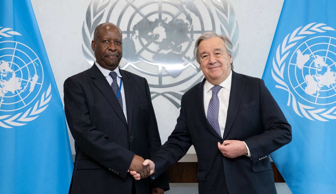 Leonardo Santos Simão junto a António Guterres. Foto: ONU.