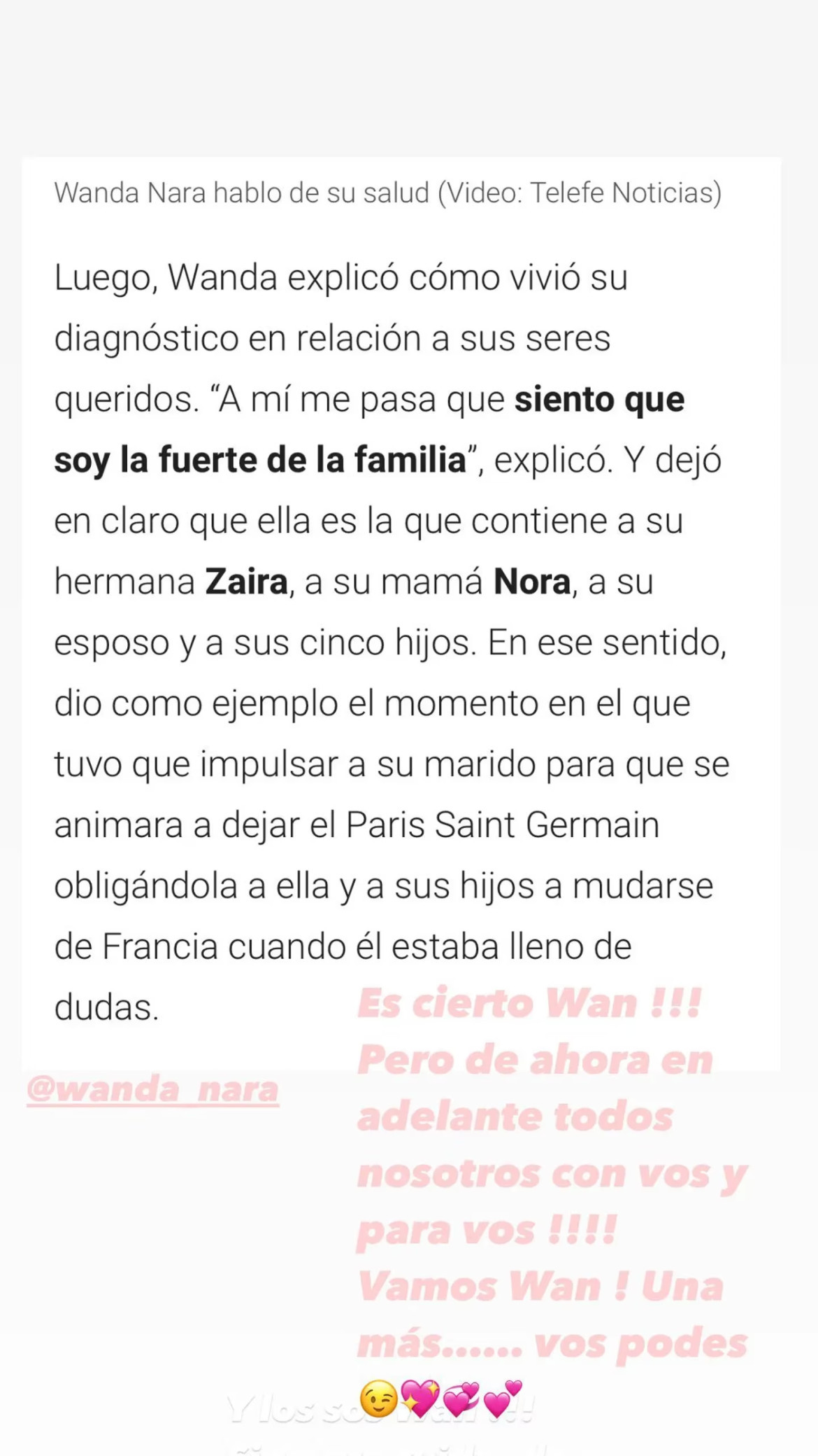 La historia de la madre de Wanda Nara. Foto: Instagram.