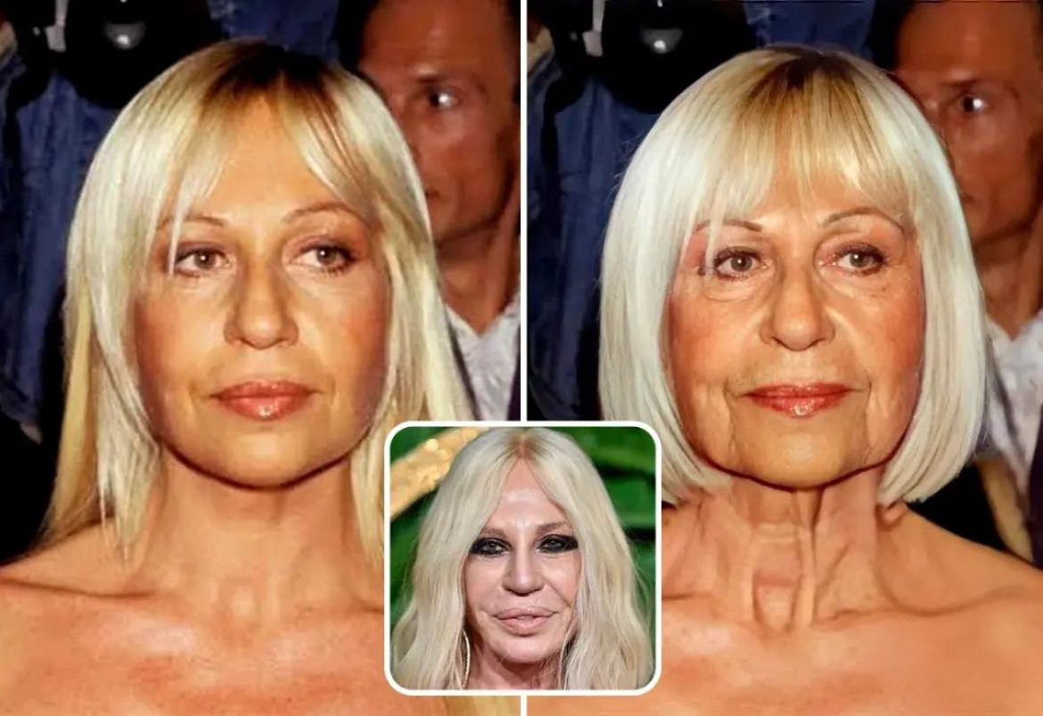 La recreación de Donatella Versace con Inteligencia Artificial y sin sus cirugías estéticas. Foto: Instagram @hidreley.