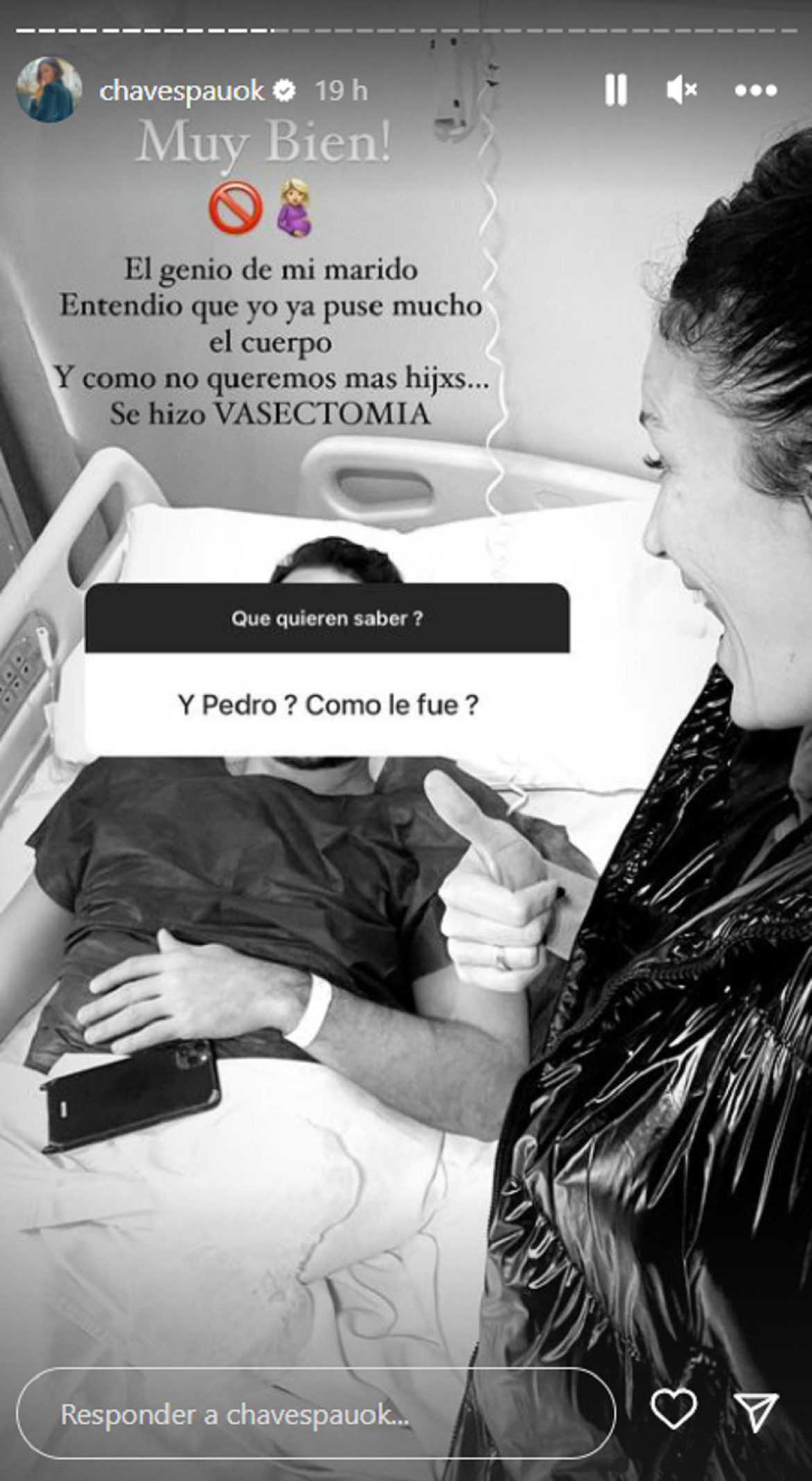 Pedro Alfonso se realizó la vasectomía. Foto: Instagram.
