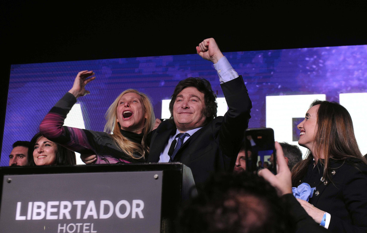 Javier Milei habló tras su triunfo en las PASO 2023. Foto: Télam.