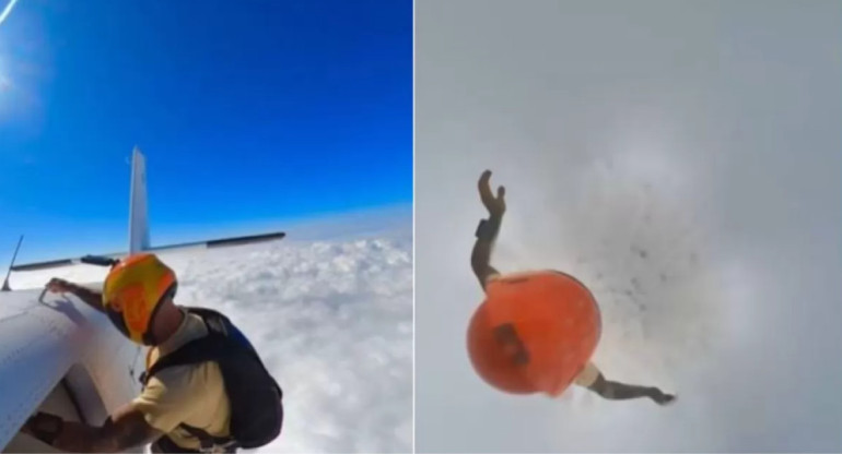 Eric Finat, un paracaidista español, se grabó saltando desde una avioneta y el video se viralizó en las redes. Tik Tok.