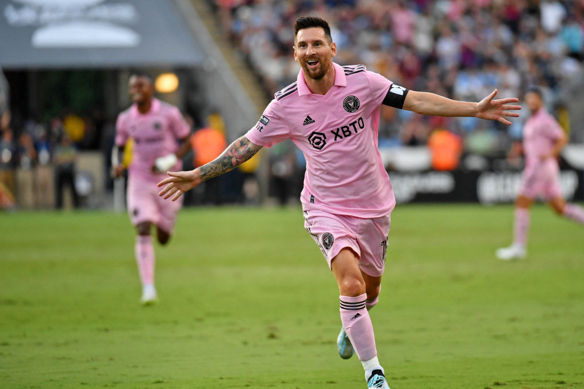 Festejo de Lionel Messi ante el Inter Miami por la Leagues Cup. Foto: REUTERS.