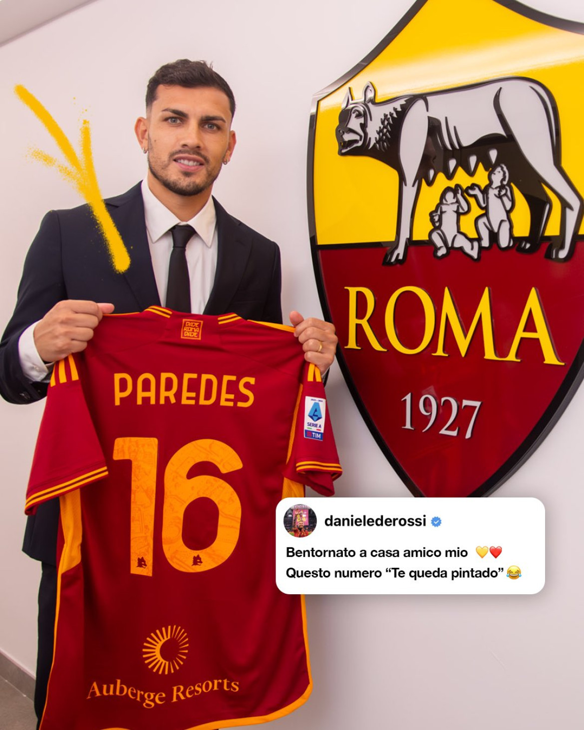 Leandro Paredes fue presentado en la Roma de Italia. Foto: Twitter.