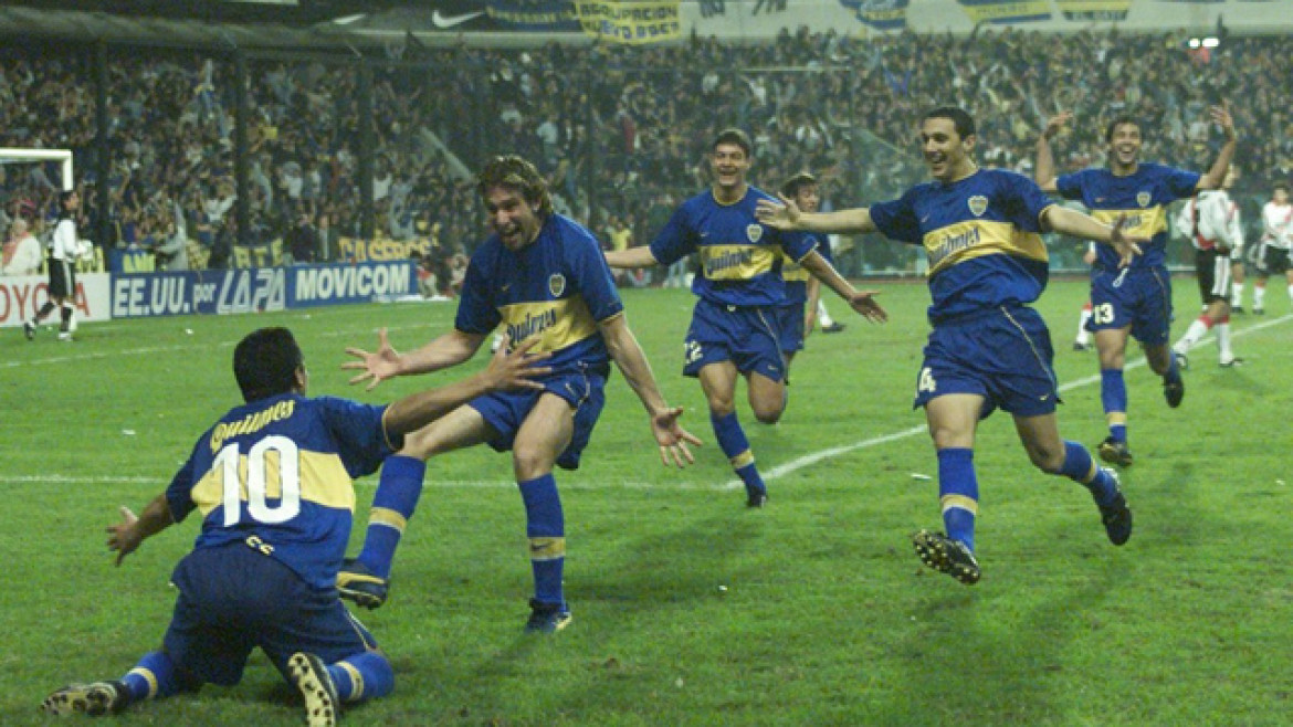 La alegría de Boca tras el gol de Palermo. Foto: archivo.