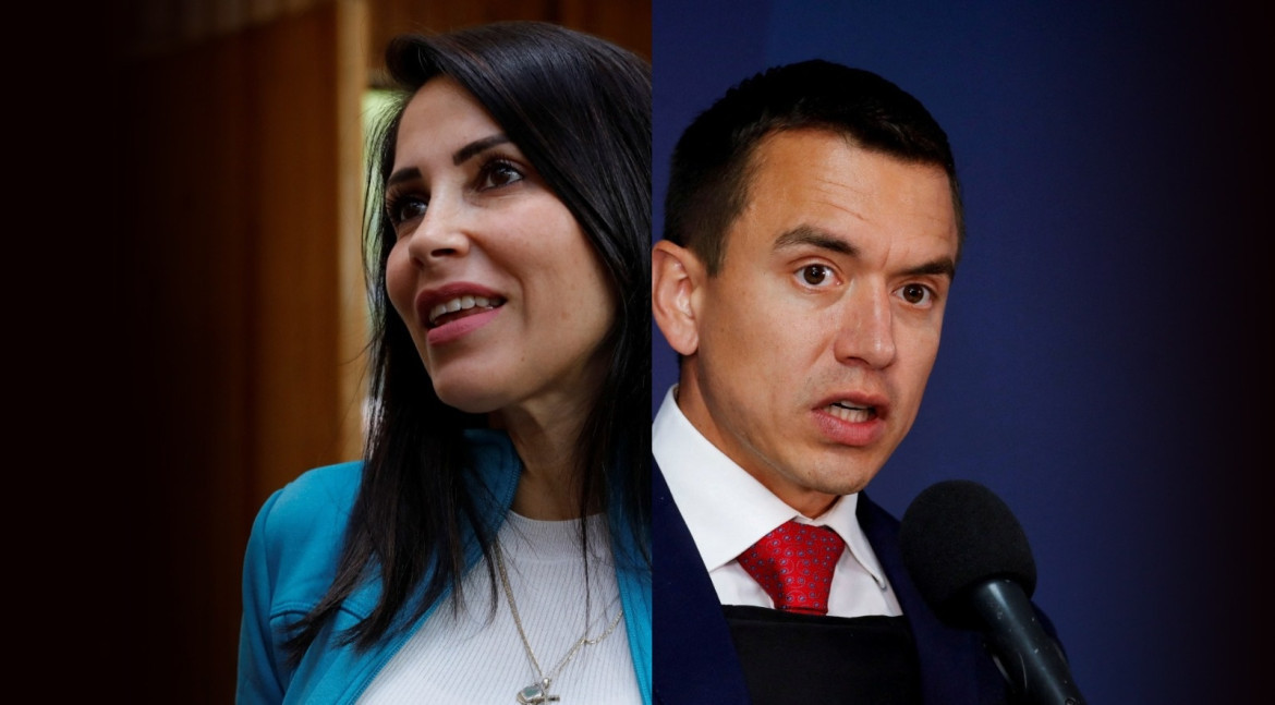 Luisa González y Daniel Noboa, elecciones en Ecuador. Fotos: Reuters.
