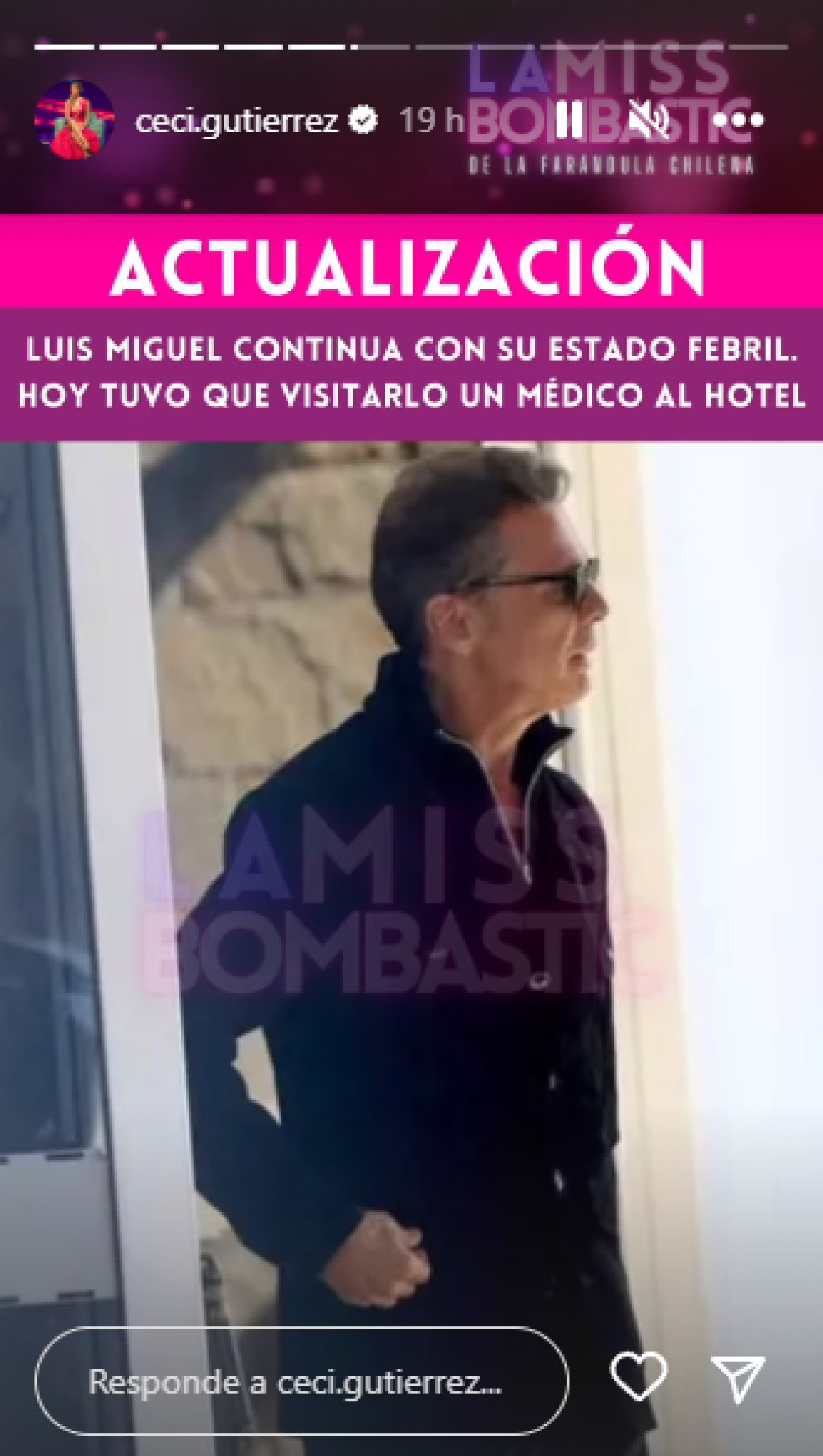 Información sobre la salud de Luis Miguel. Foto: historia de Instagram de @ceci.gutierrez