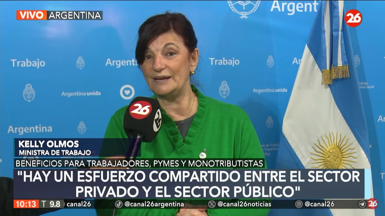 Kelly Olmos, ministra de Trabajo. Foto: Canal 26.