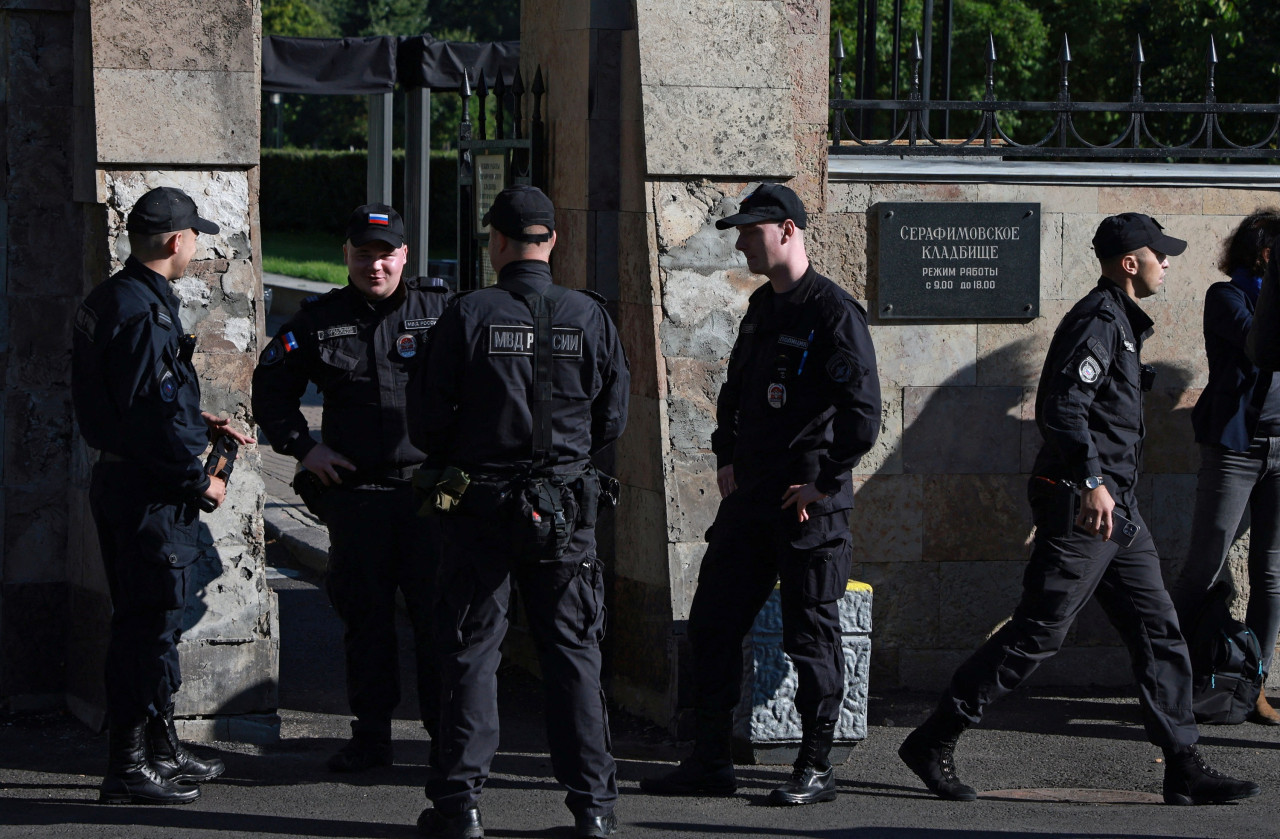 Cementerio Serafímovskoe, operativo por sepelio de Yevgueni Prigozhin. Foto: Reuters.