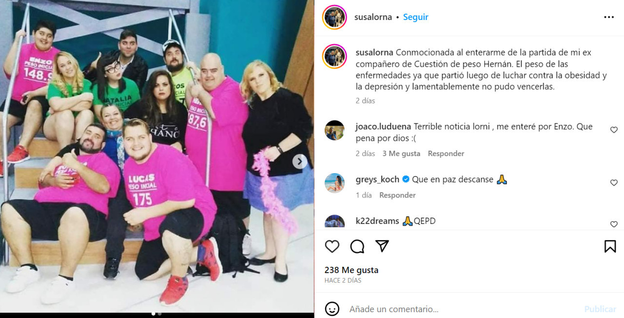 El posteo de una de sus compañeras del programa. Foto: Instagram.