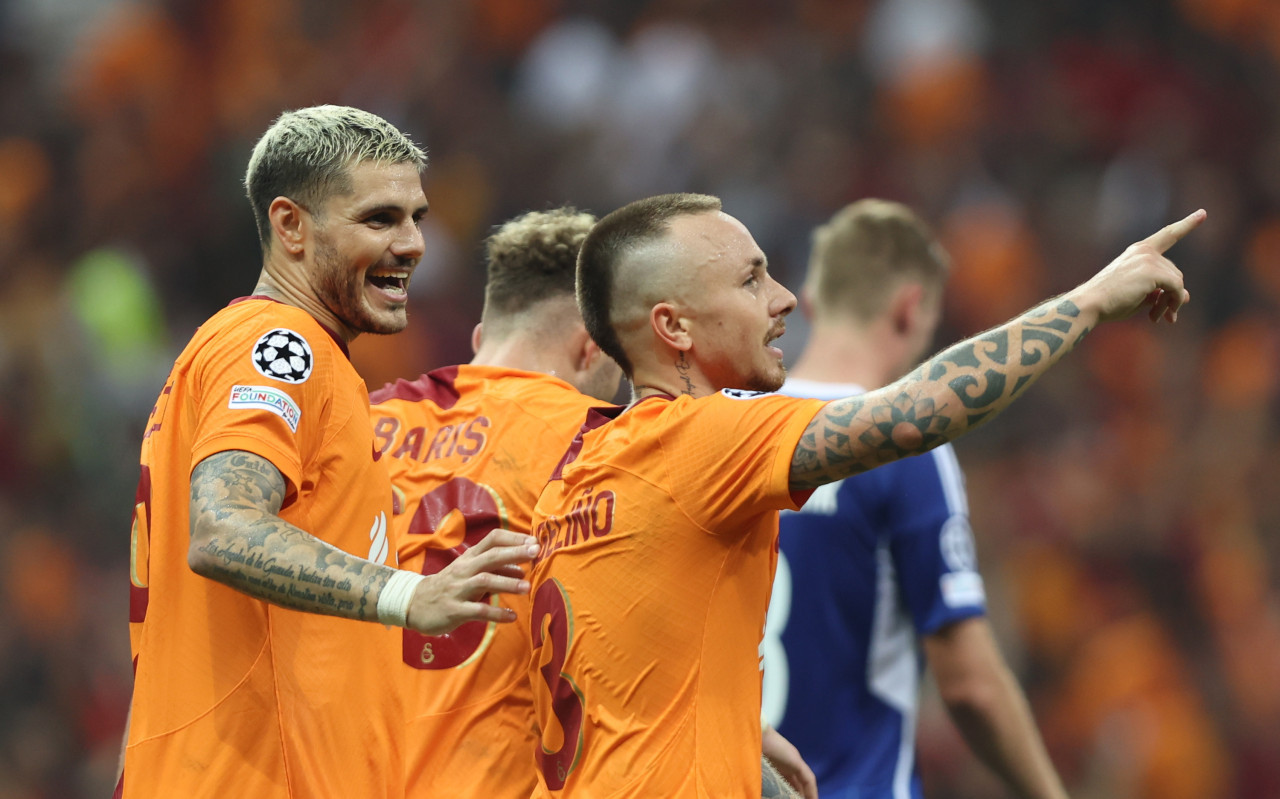 Festejo de Mauro Icardi para el Galatasaray en la pre Champions League. Foto: EFE.