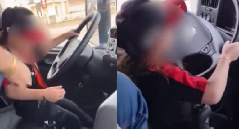 Le sacaron la licencia a un hombre que hizo manejar un camión a un nene de 7 años. Foto: captura video