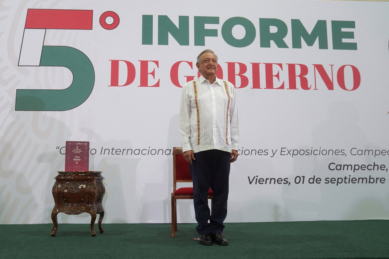 Manuel López Obrador en su quinto informe de gobierno. Foto: Reuters.