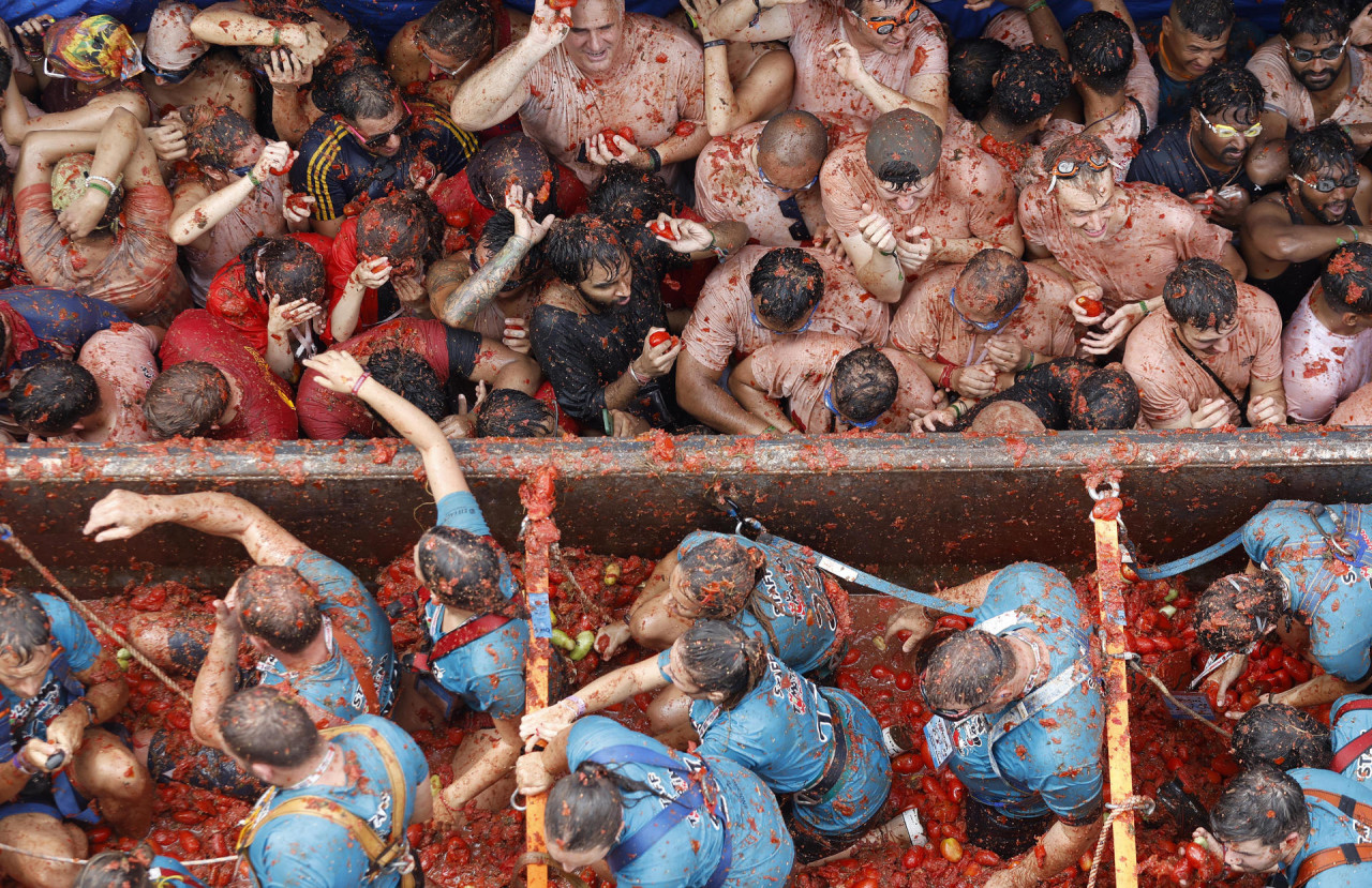 Tomatina en Buñol. Foto: EFE.