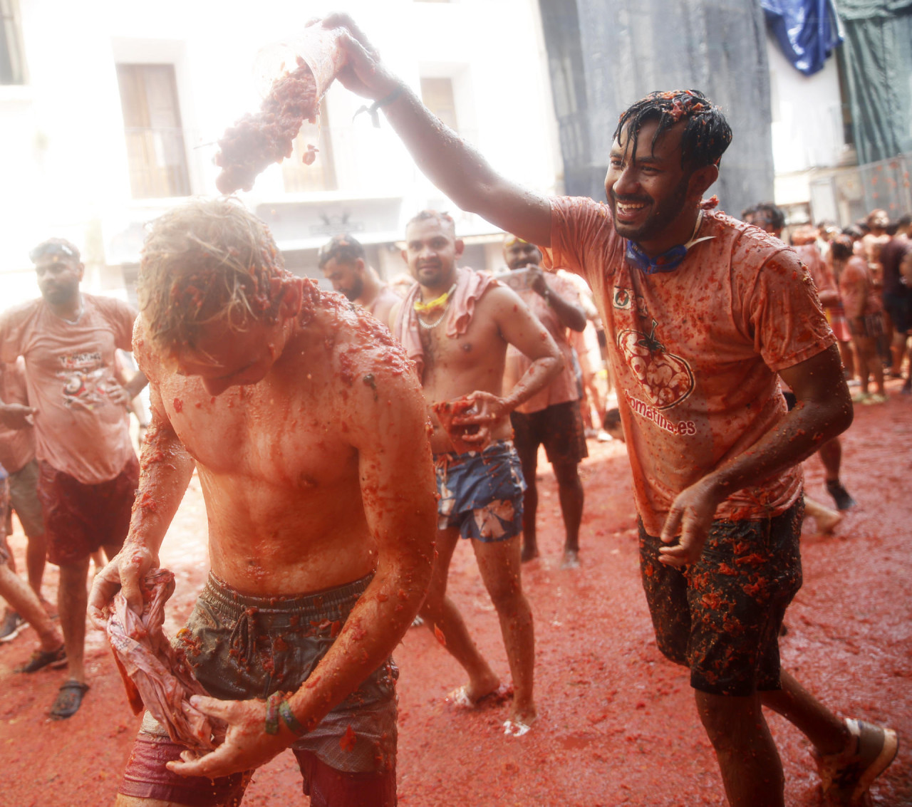 Tomatina en Buñol. Foto: EFE.