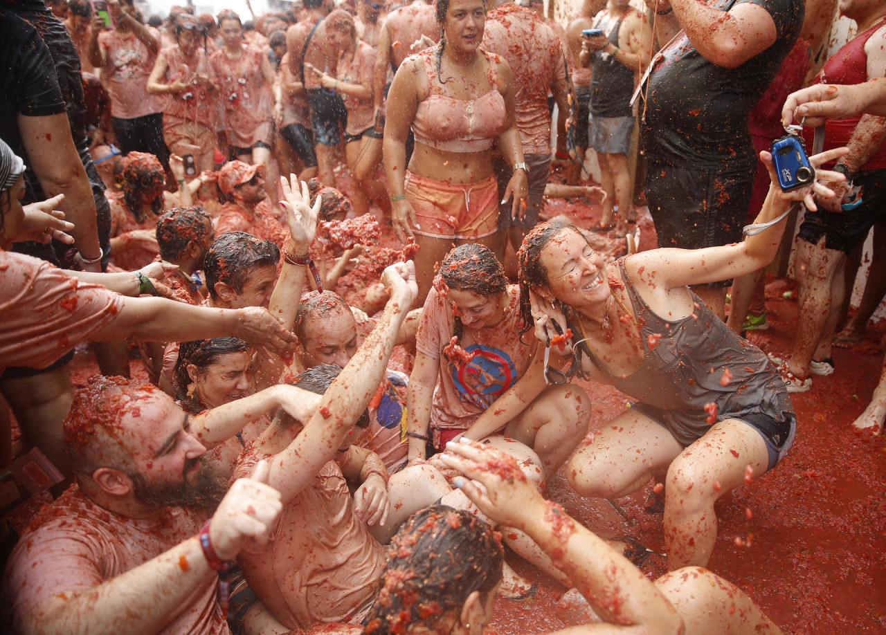 Tomatina en Buñol. Foto: EFE.