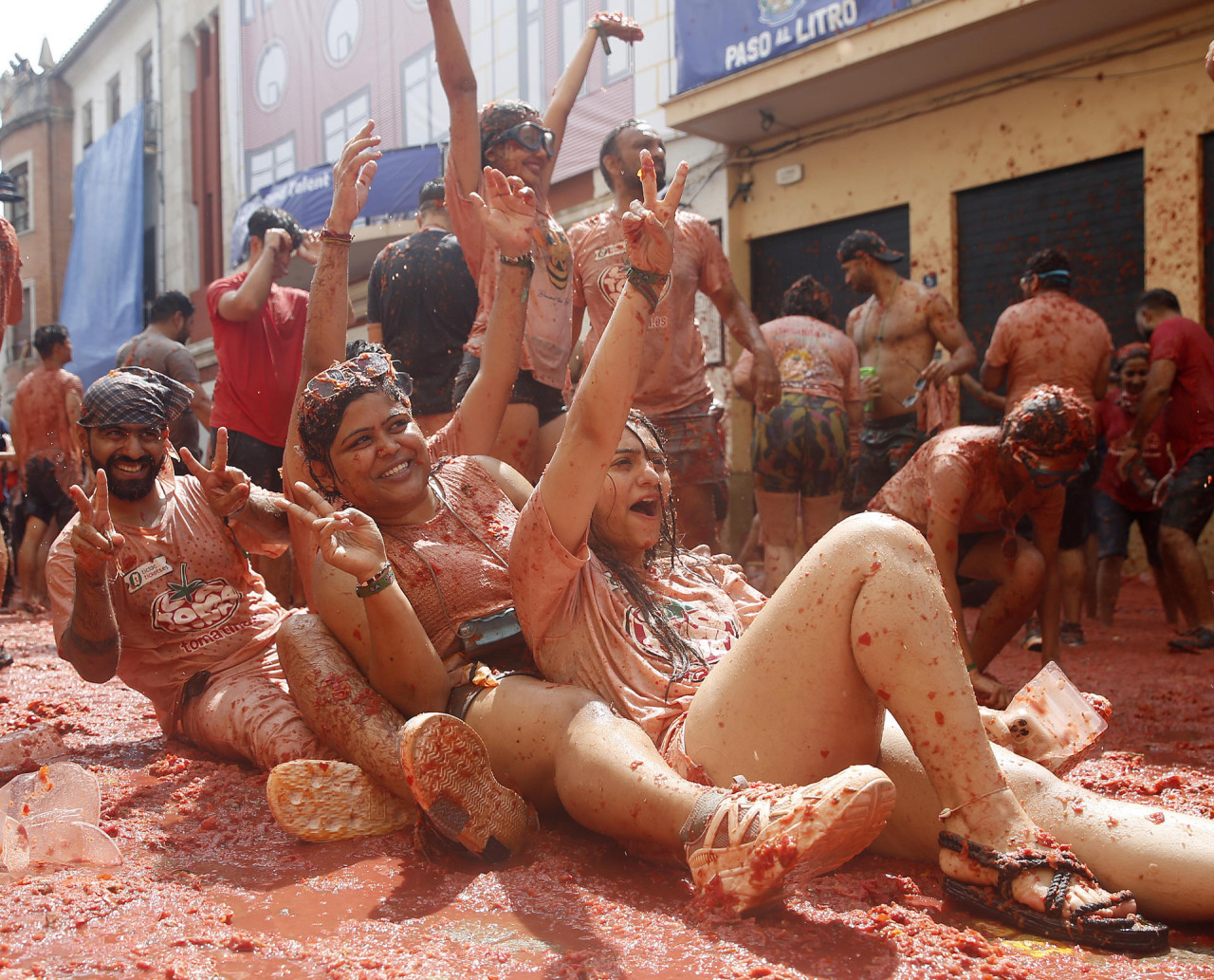 Tomatina en Buñol. Foto: EFE.