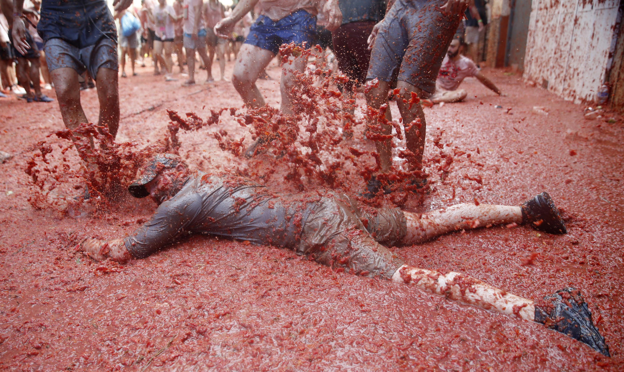 Tomatina en Buñol. Foto: EFE.