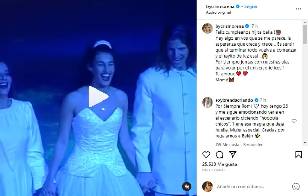 El emotivo posteo de Cris Morena. Foto: Instagram bycrismorena