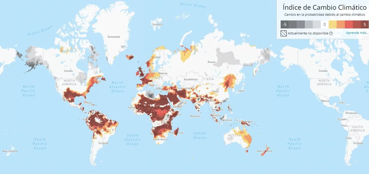 Mapa de cambio climático. Foto: Climate Central.