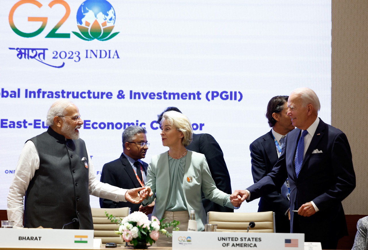 Narendra Modi, Ursula von der Leyen y Joe Biden. Foto: Reuters.